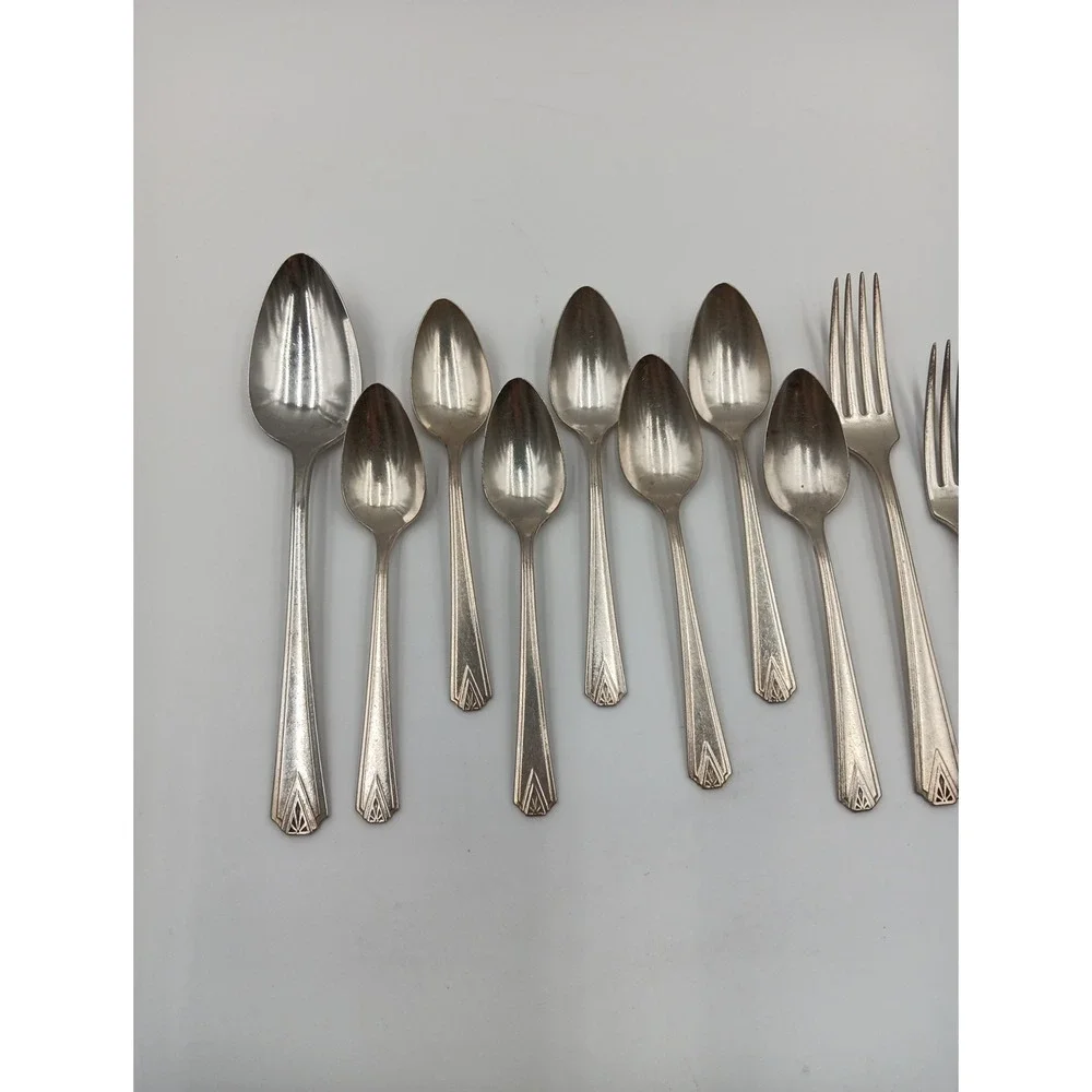 12pc DSC3‎ Stainless Steel Community Plate Diamond Silver  Flatware Forks Spoons